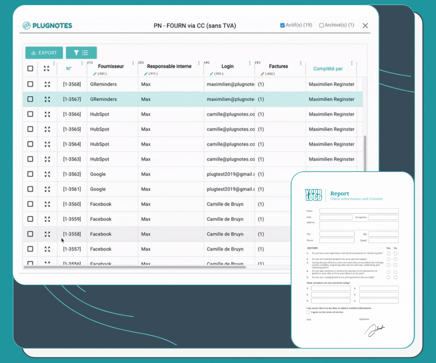 Integratiedashboard van Plugnotes en Odoo met realtime synchronisatie van field data