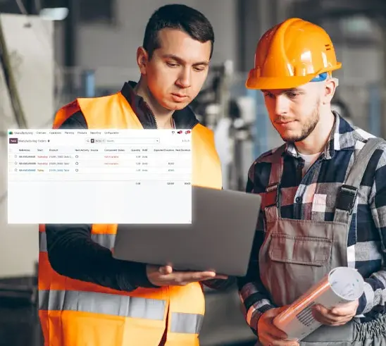 A manufacturing engineer uses Odoo to optimize production and track industrial operations