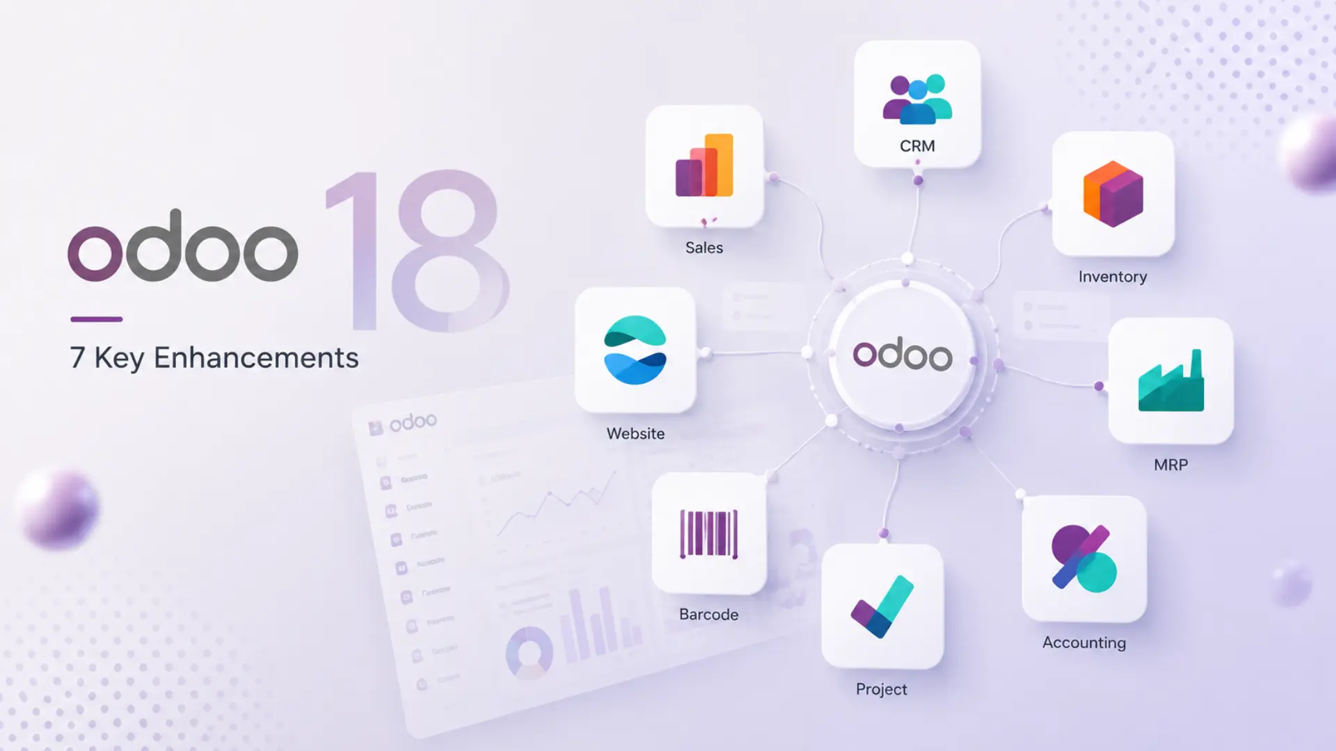 De presentatie van Odoo-modules toont de verschillende toepassingen om een bedrijf efficiënt te beheren.
